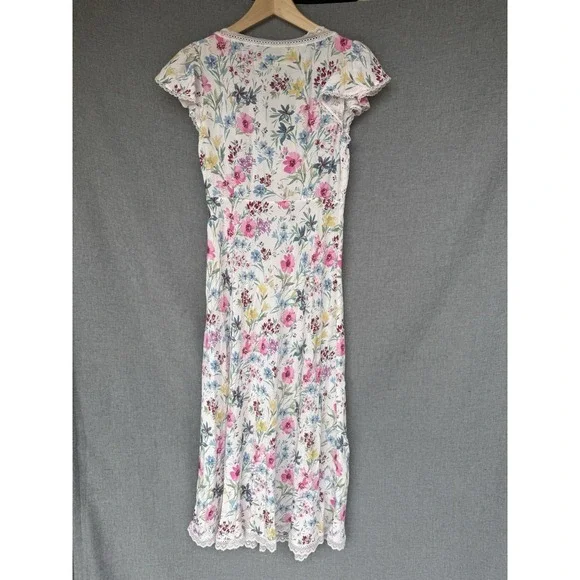 Gap Long Floral Dress Size Small Petite Coquette Feminine Romantic Lace Pink - Picture 7 of 9